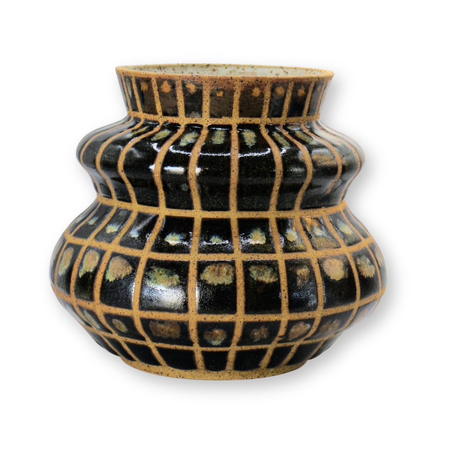 Checkered Cream Drip Vase