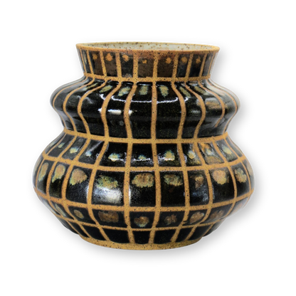 Checkered Cream Drip Vase